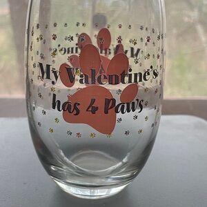 16 oz Valentine's Paw Print Glass
